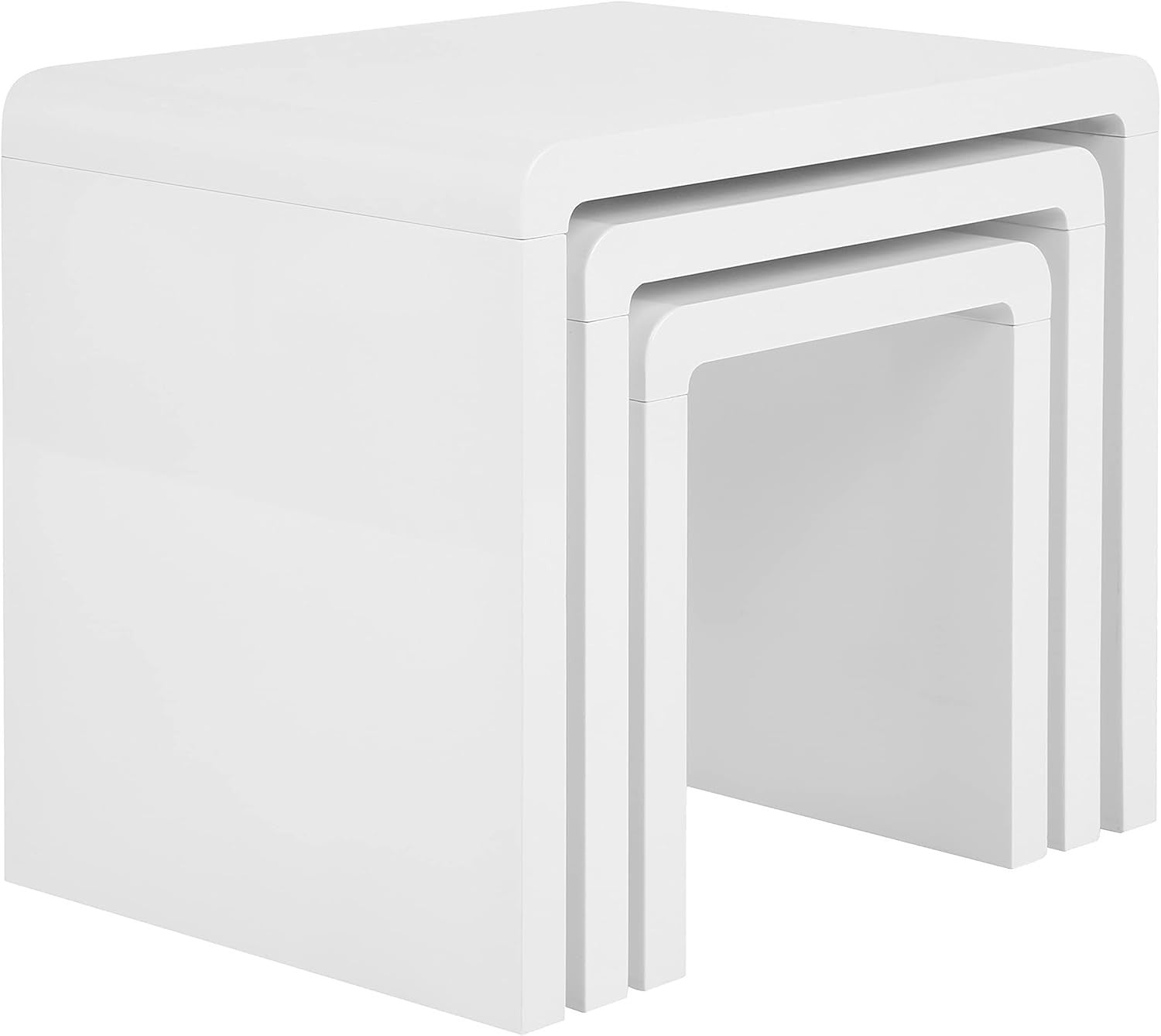White High Gloss Coffee Table Set of 3 Nesting Living Room Side End Tables