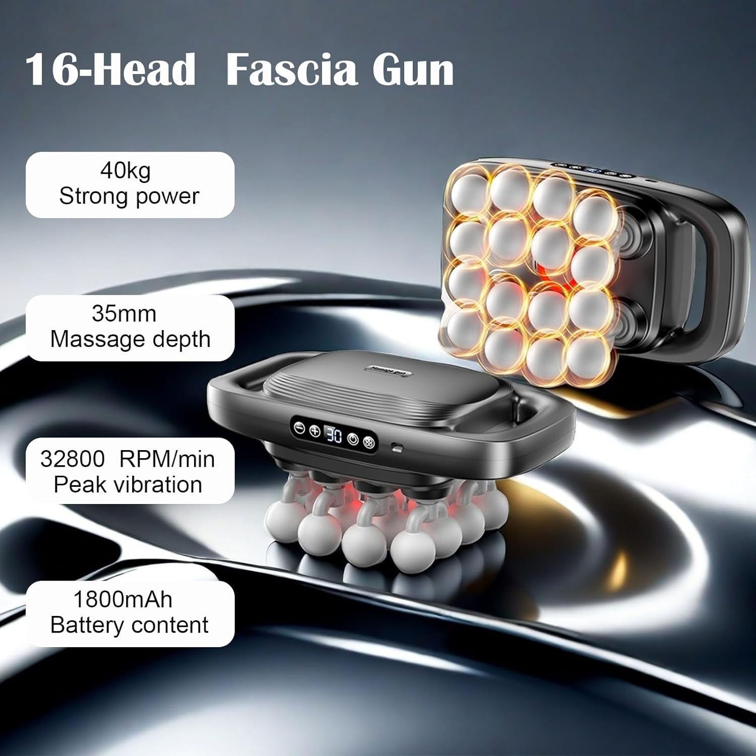 Massage Gun Deep Tissue 16 Heads Muscle Massager Pain Relief Body Relaxer