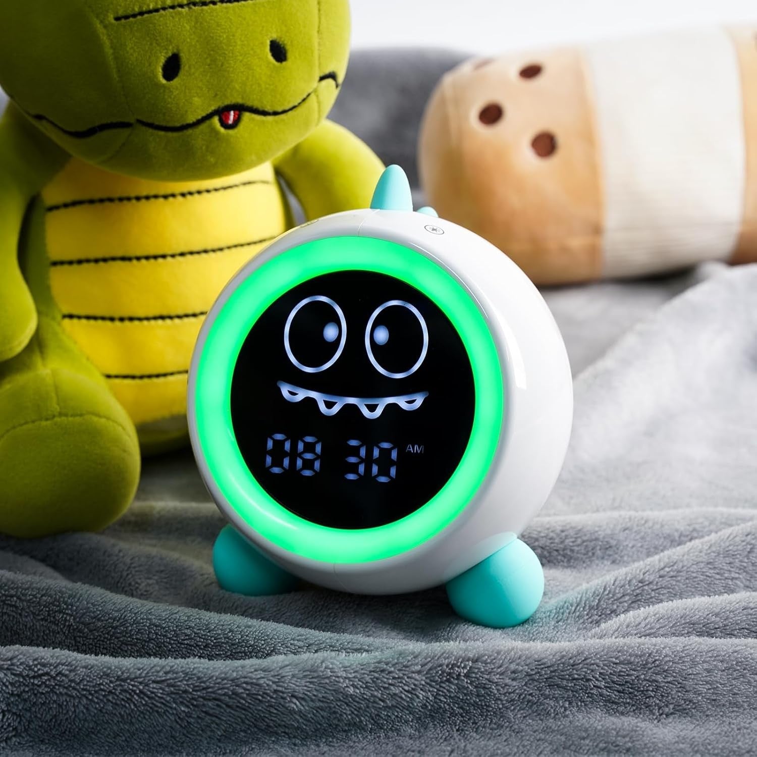 Green Kids Sleep Training Alarm Clock Night Light Sound Machine Toddler