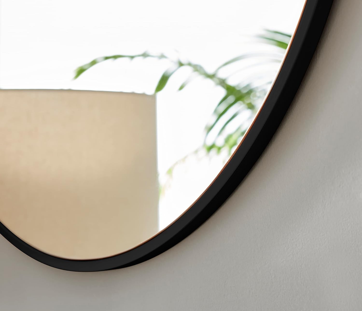 Large Round Wall Mirror 80cm Black Frame Modern Minimalist Home Decor