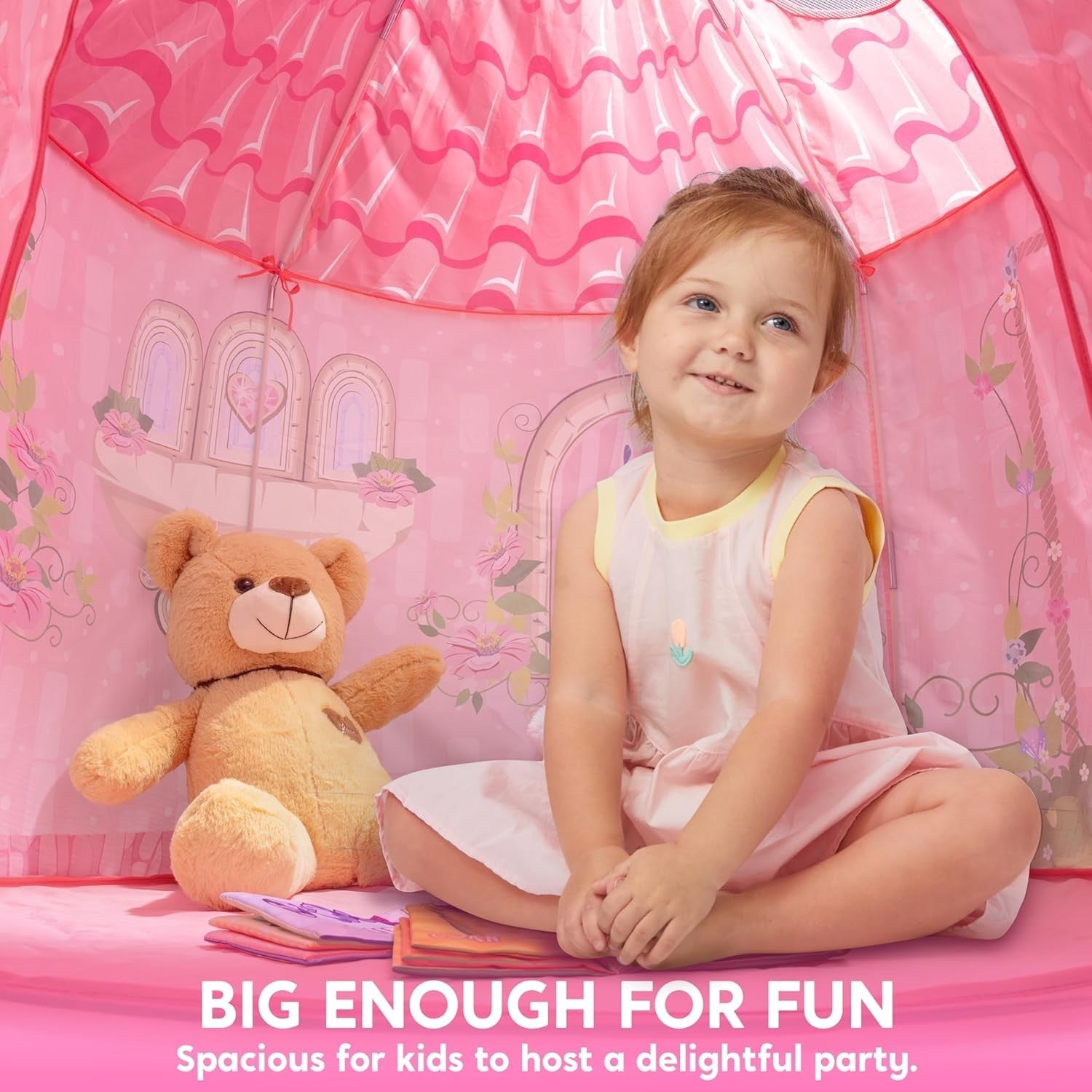 Pink Princess Castle Play Tent Kids Pop Up Indoor Outdoor Playhouse