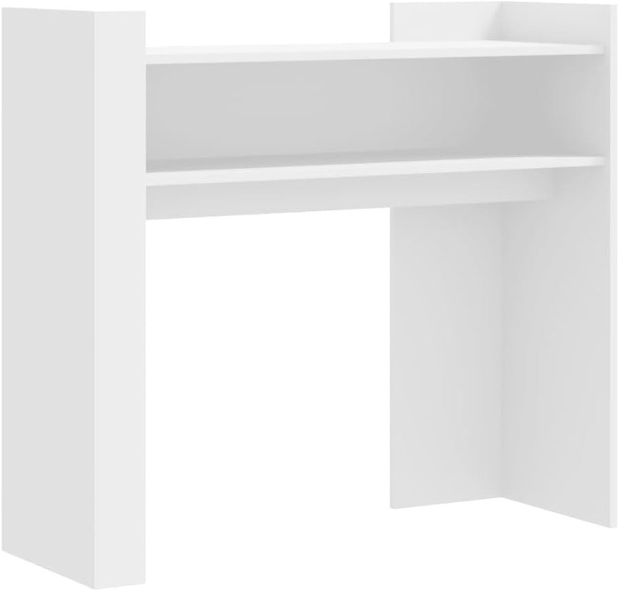 White Console Table with Multiple Shelves, Durable Storage, 100x35x90cm