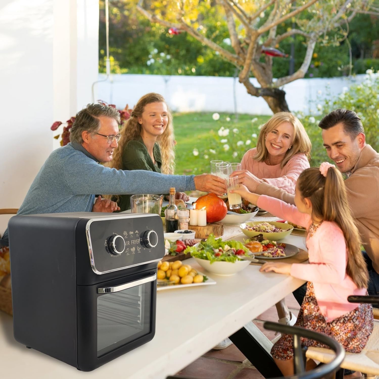 10L Air Fryer Oven Mini Oven Oil-Free Grill Roast Bake Compact 360° Crisp Easy