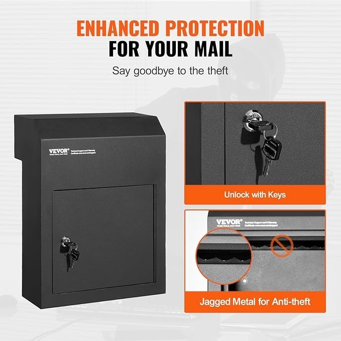 Secure Door Mount Mail Drop Box – Heavy Duty Steel, Lockable, Weatherproof
