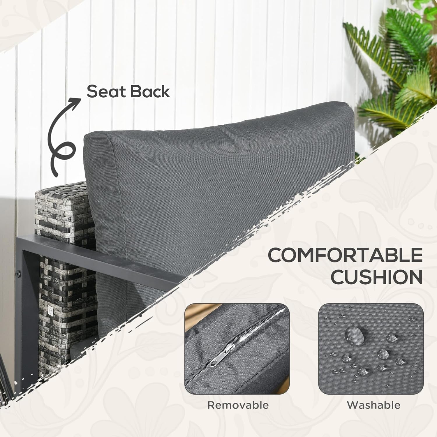 6pc Rattan Garden Sofa Set Chairs Table Footstool Outdoor Patio Grey