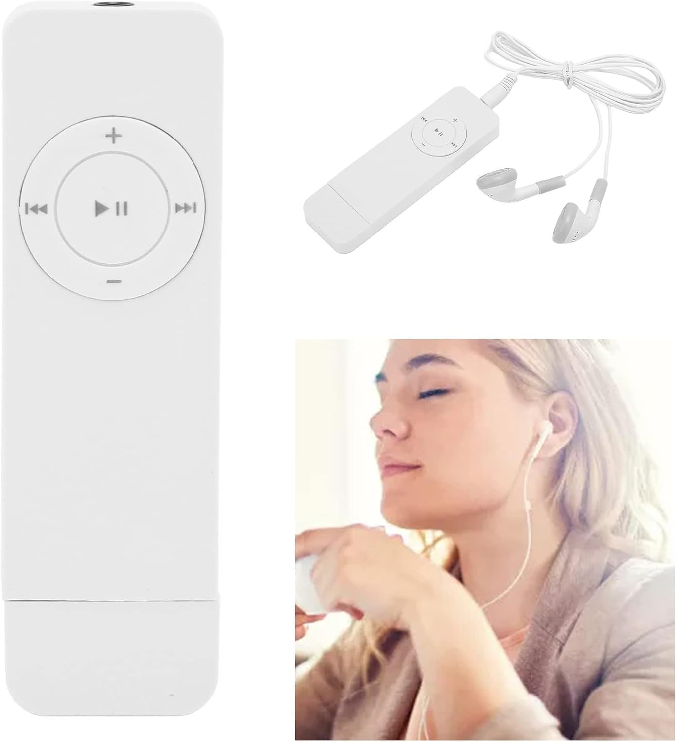 USB MP3 Player Lossless Sound Student Kids TF 64GB White