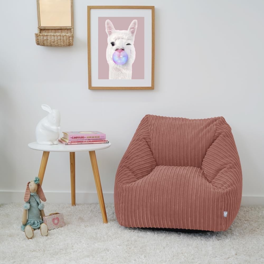 Blush Pink Kids Corduroy Bean Bag Chair Snuggle Armchair Washable Seat