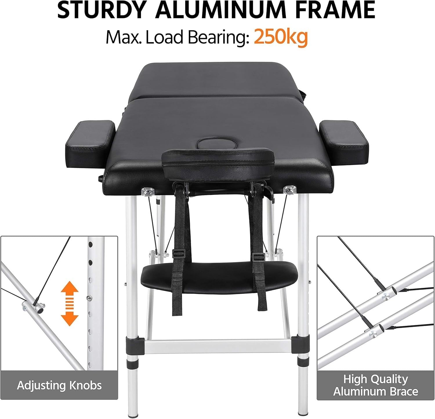 Portable Massage Table 2 Section with Saddle Stool Set Adjustable Spa Beauty Bed