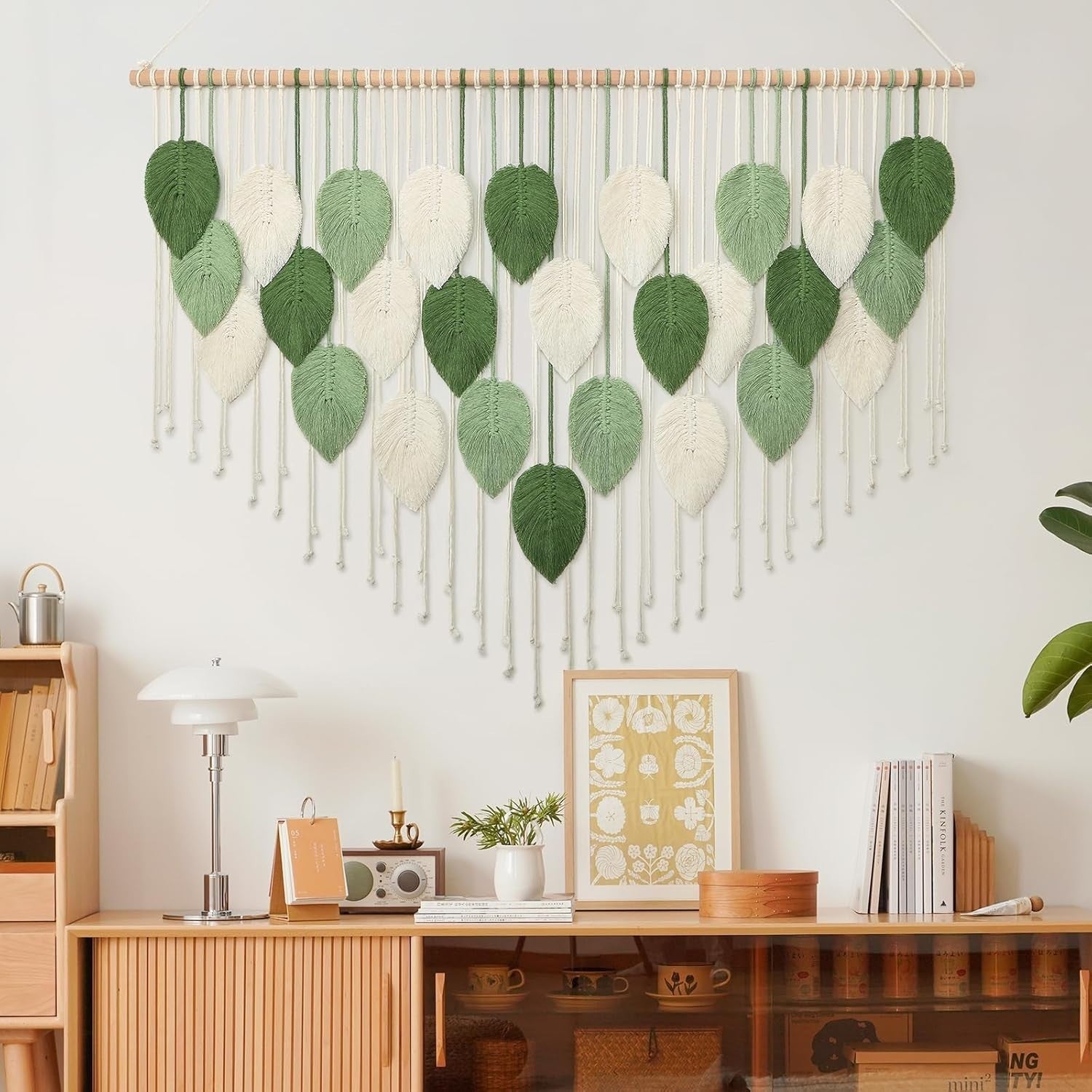 Large Macrame Wall Hanging Boho Leaf Woven Tapestry 130x85cm