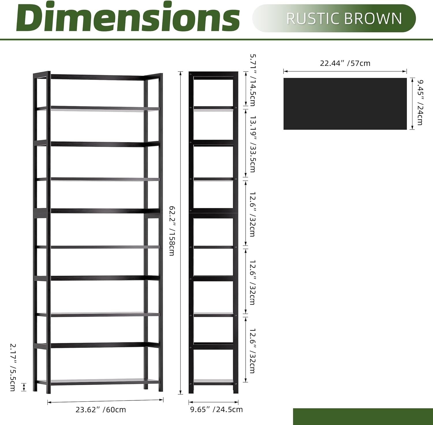 5-Tier Industrial Ladder Bookshelf, Tall Display Storage Unit for Home Office
