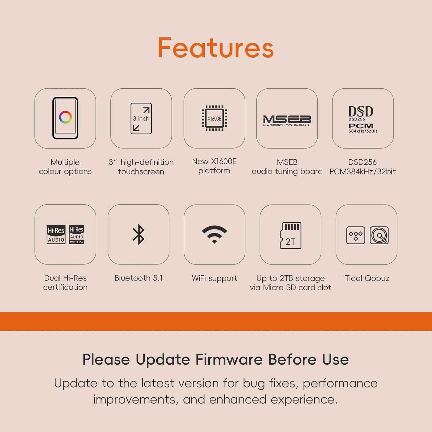 HiFi MP3 Player Bluetooth5.1 DSD256 Lossless Music Touchscreen 2TB