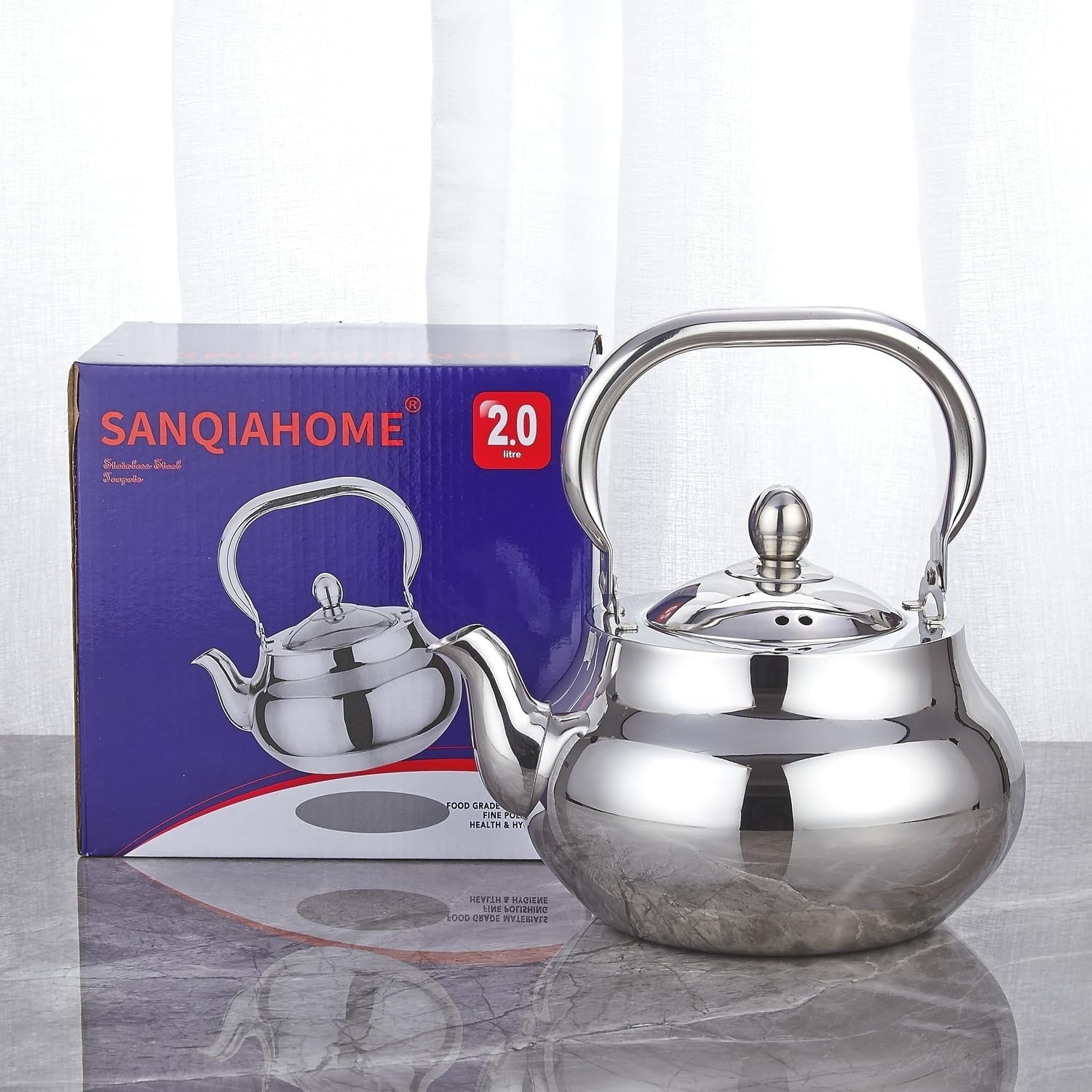 Stainless Steel Teapot 2000ml Tea Pot Infuser Induction Stovetop
