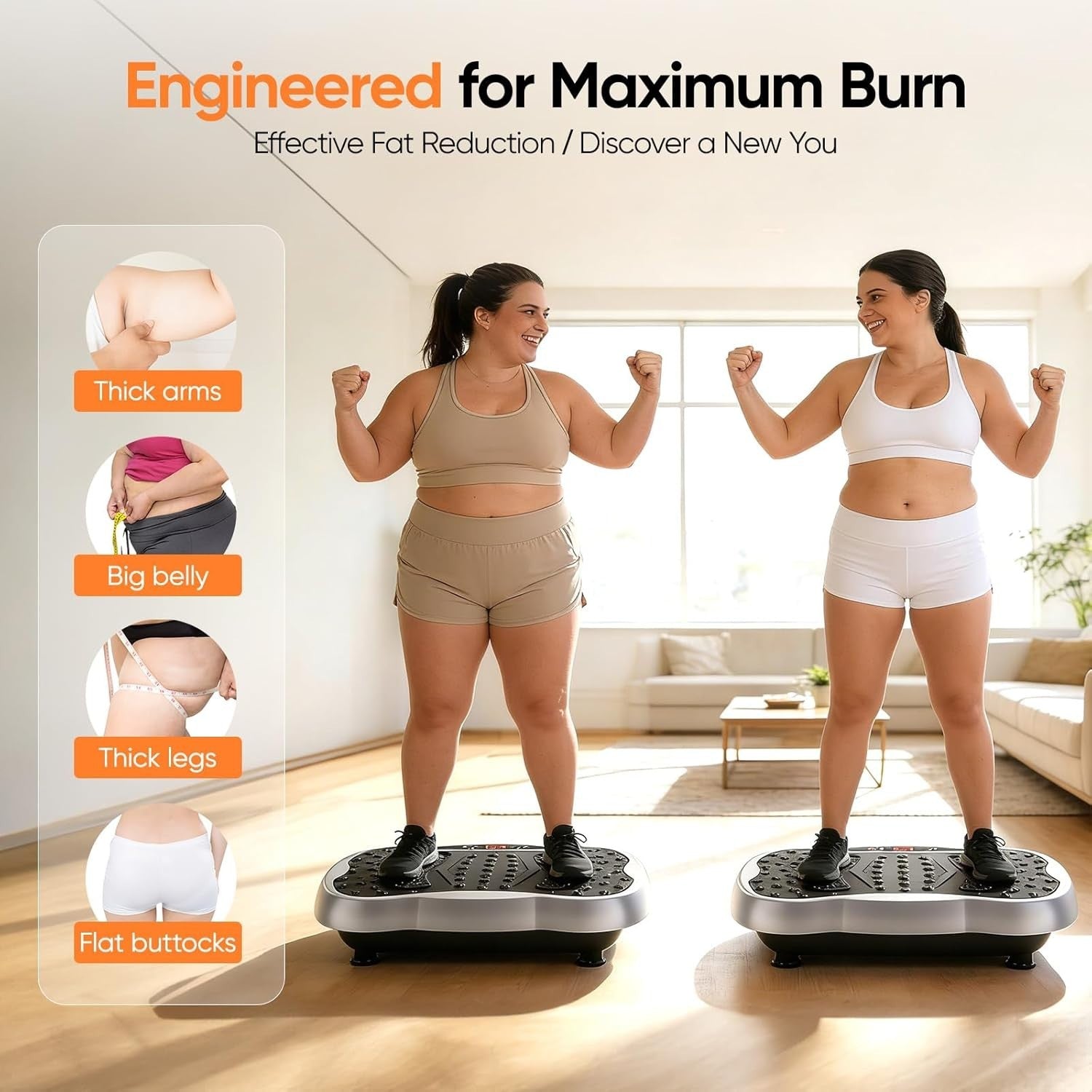 Black Vibration Plate Exercise Machine for Weight Loss & Lymphatic Drainage
