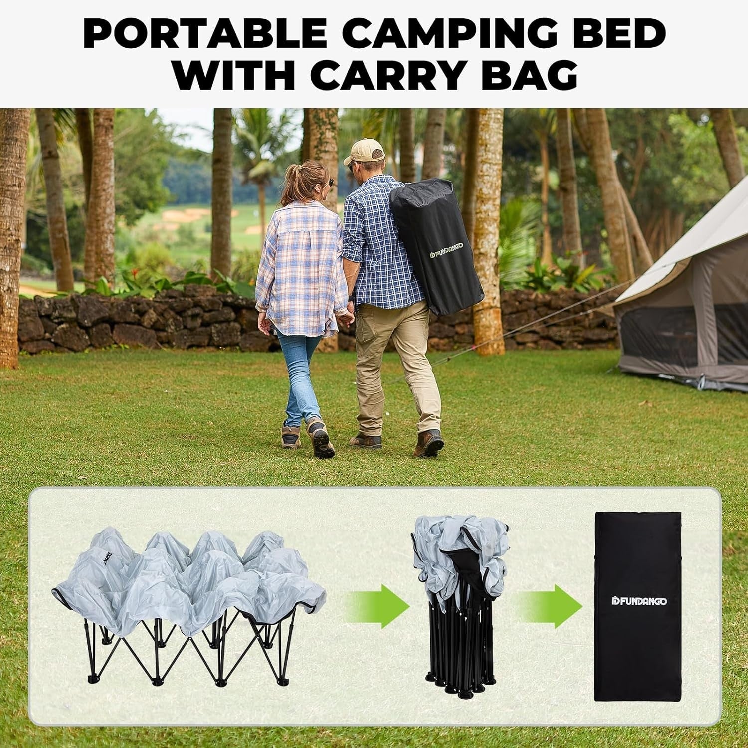 Double Inflatable Camping Bed Cot for 2 Adults | Portable Air Mattress + Side Ta