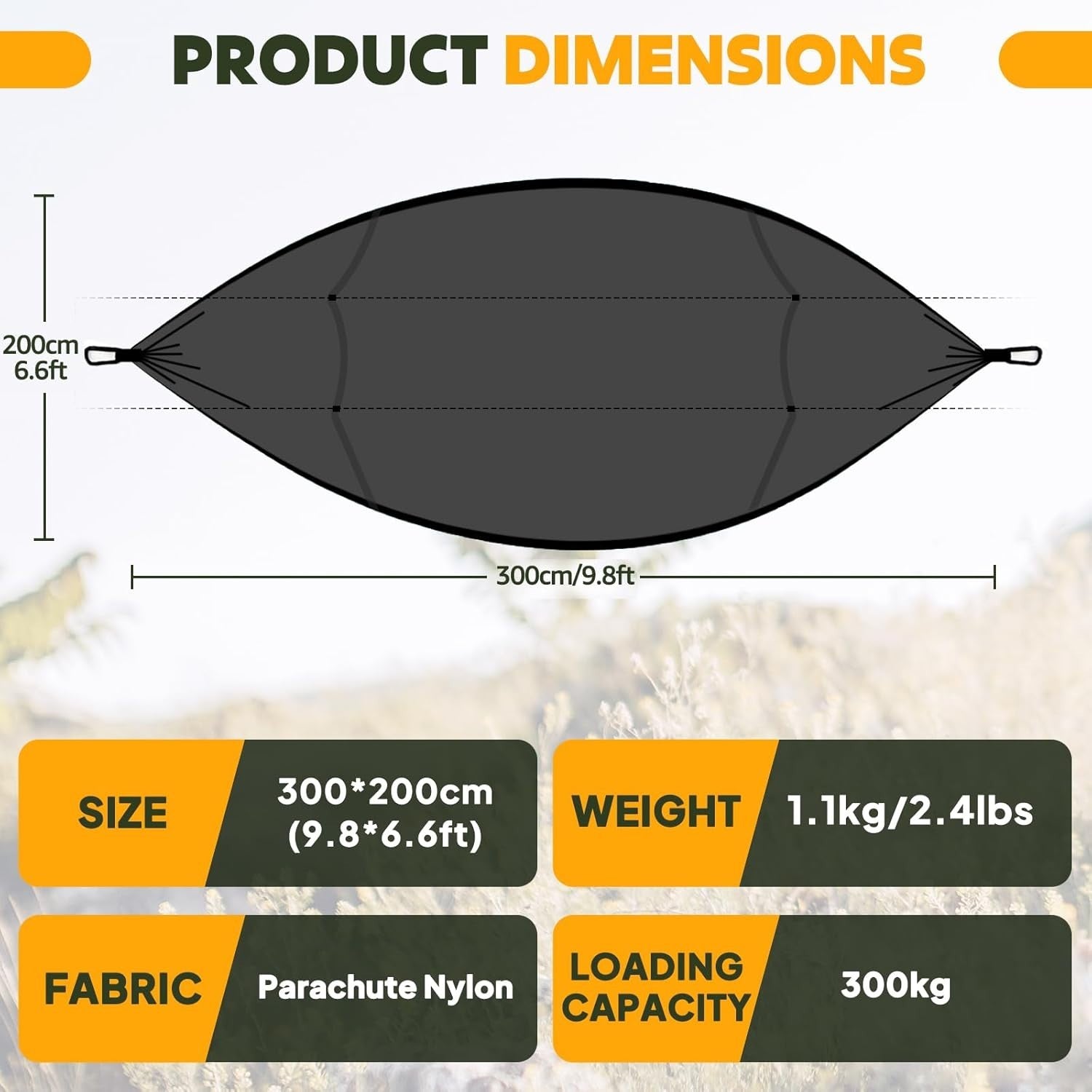 XL Camping Hammock with Mosquito Net 300kg Load 300x200cm Outdoor Travel Gear