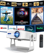 1000 ANSI Smart Projector 1080P 4K WiFi Bluetooth Auto Focus 200”