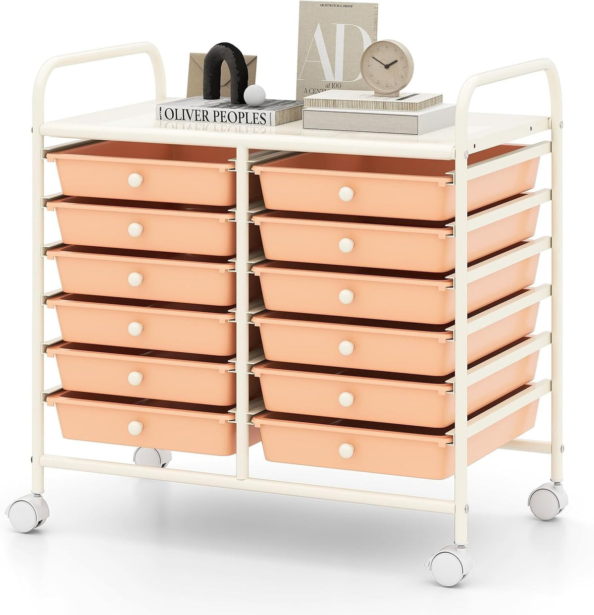 12 Drawer Rolling Storage Cart Utility Trolley Organizer Lockable Wheels