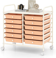 12 Drawer Rolling Storage Cart Utility Trolley Organizer Lockable Wheels