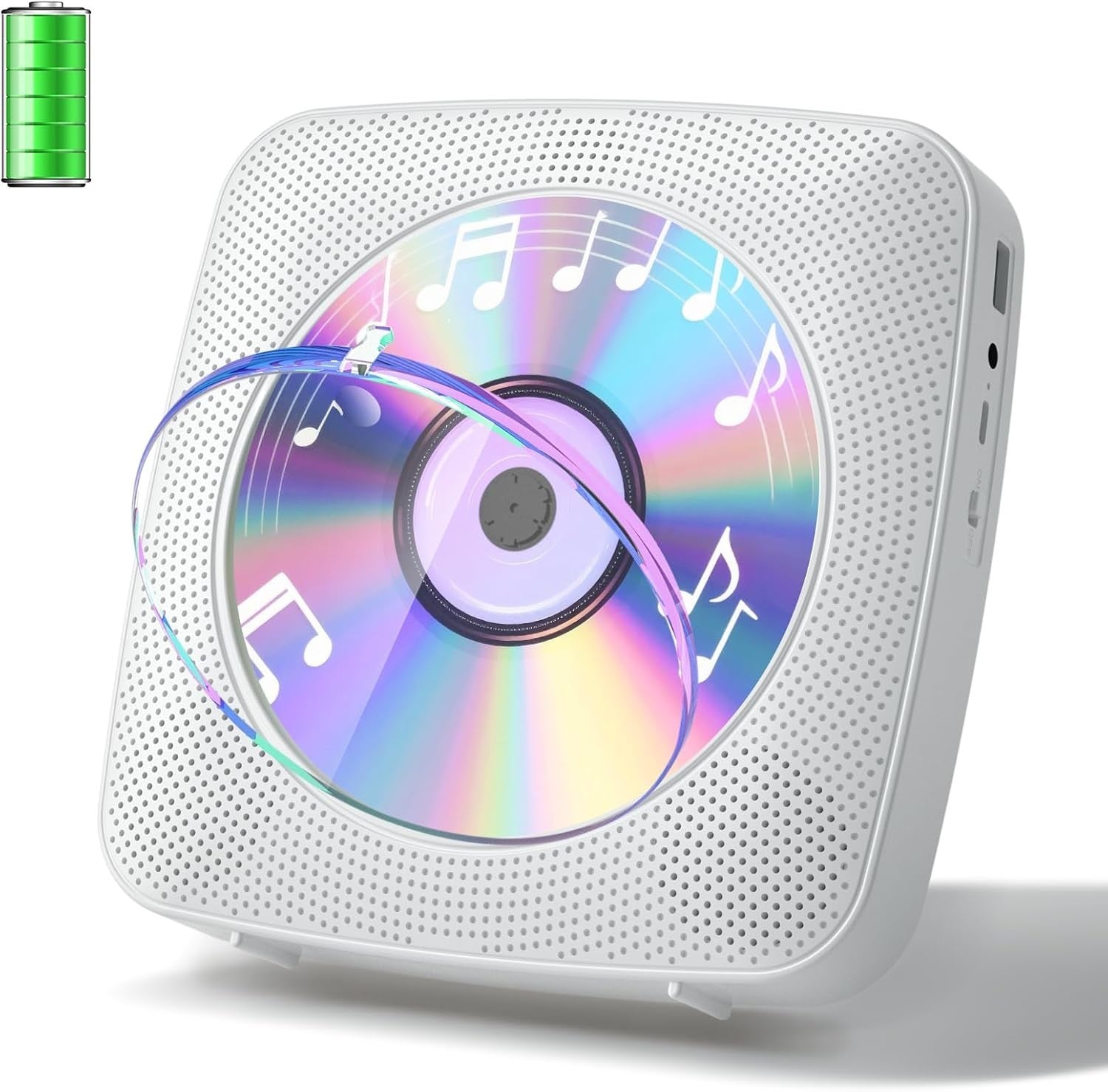 Desktop CD Player Bluetooth Speakers FM Radio USB AUX Remote White
