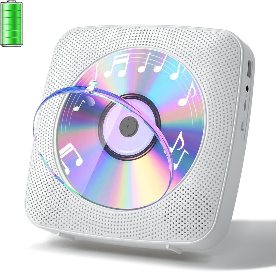 Desktop CD Player Bluetooth Speakers FM Radio USB AUX Remote White