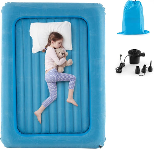 Kids Inflatable Travel Bed with Electric Pump | Portable Air Mattress for Campin