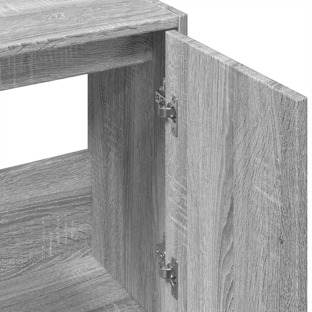 Modern Bathroom Sink Cabinet Grey Sonoma – 2 Door Under Sink Storage Unit 63x55c