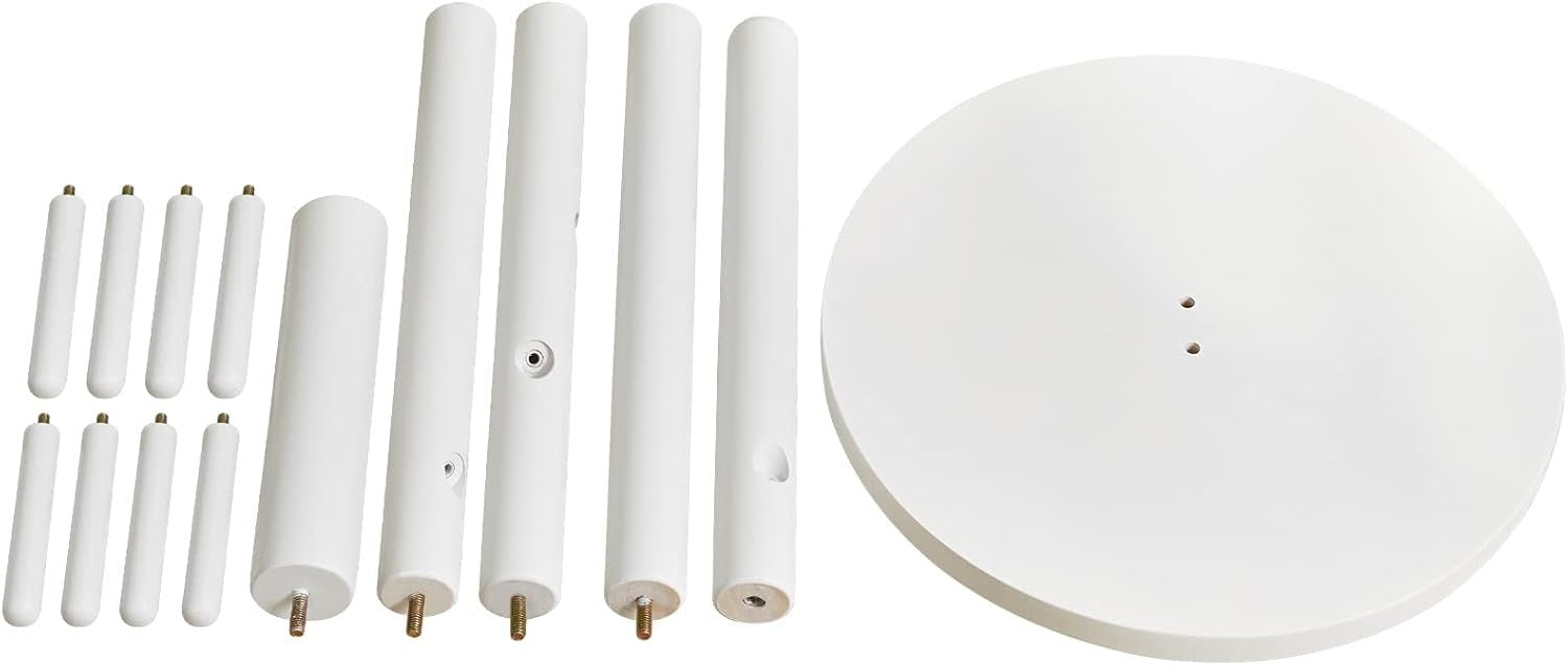 White Wooden Coat Rack Stand | 8 Hooks Round Base Hall Tree for Clothes Hats