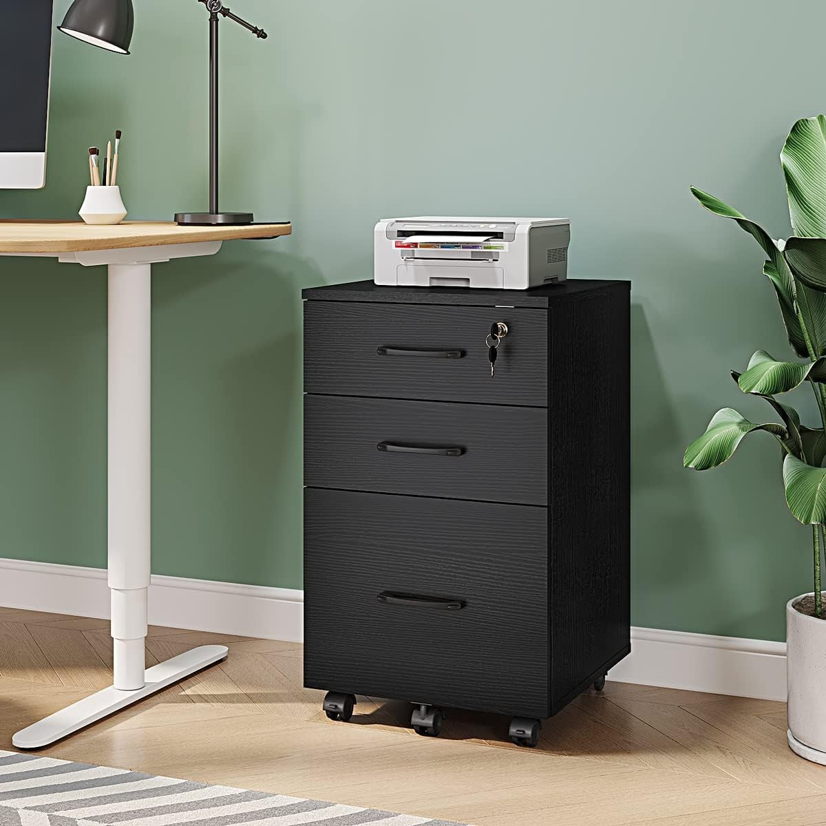 Mobile 3 Drawer File Cabinet Rolling Under Desk Storage for Home Office