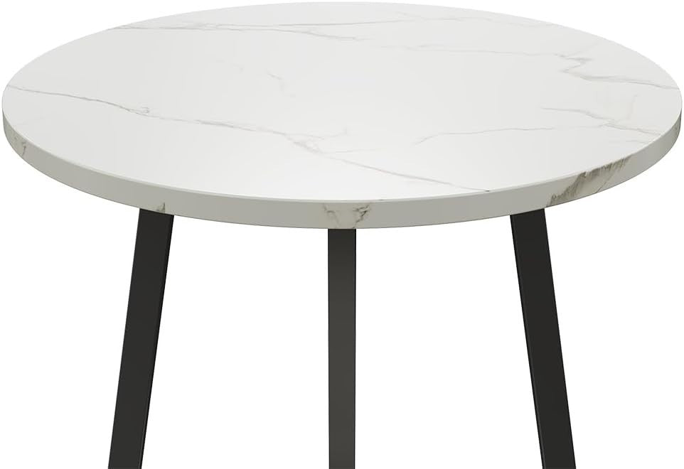 Small Round Coffee Table with 2 Storage Shelves – Slim, Sturdy & Modern
