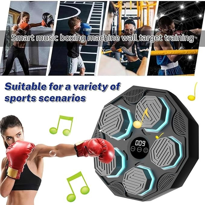 Music Boxing Machine Wall Mount Bluetooth LED Punch Trainer Home Gym Fitness
