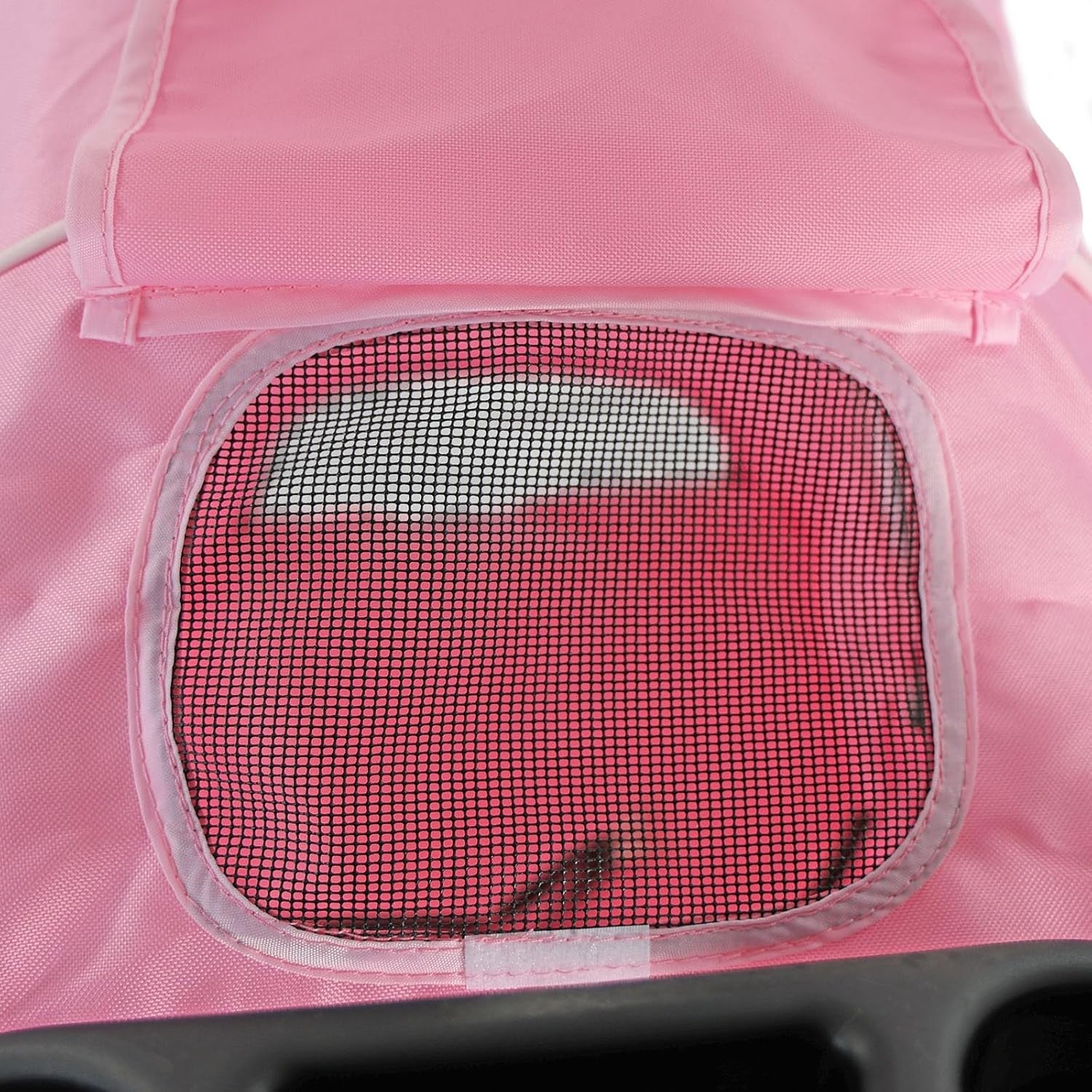 Pink Foldable Pet Stroller 4 Wheel Puppy Pushchair Weather Canopy 15kg