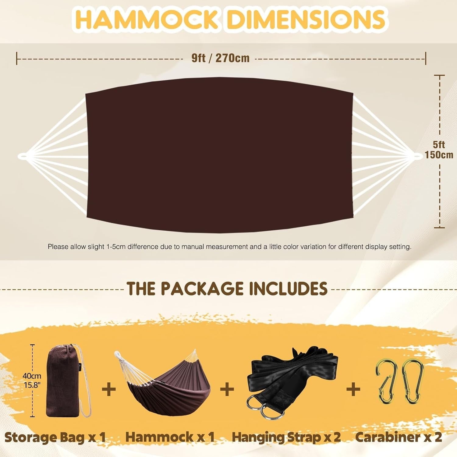Portable Outdoor Camping Hammock with Tree Straps & Travel Bag, 200kg Load