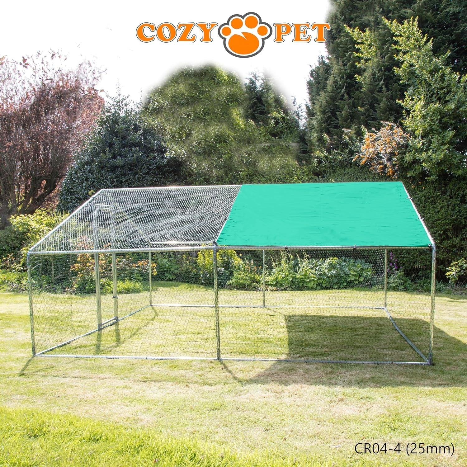 4x4m Walk In Chicken Run 25mm Steel Heavy Duty Coop