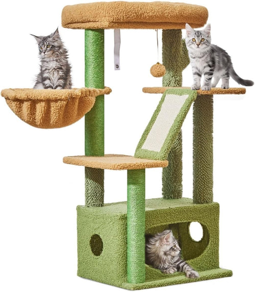 98cm Cat Tree Tower Indoor Scratching Post Condo Hammock & Perch