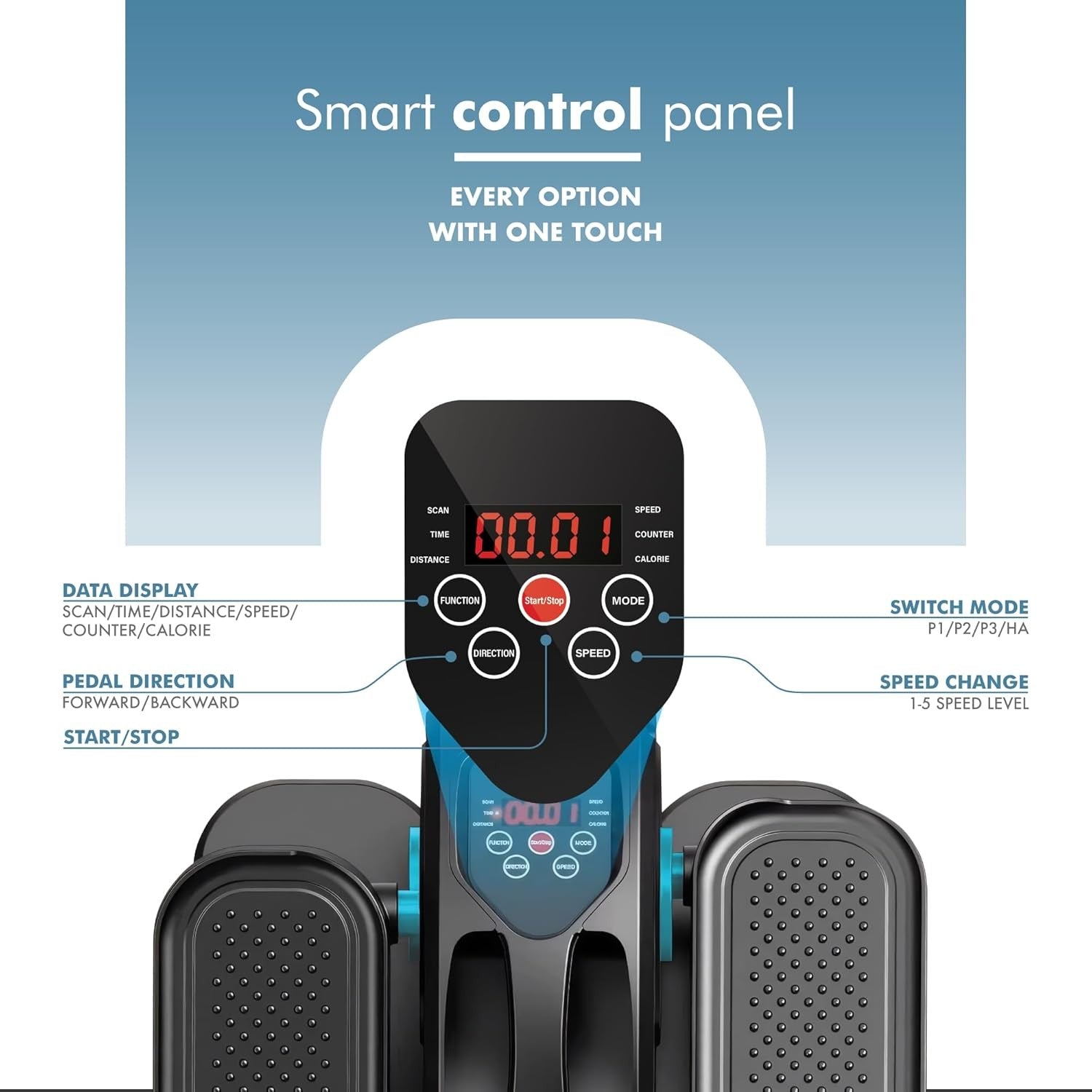 Electric Under Desk Elliptical Pedal Exerciser Quiet Remote Seated Leg Trainer