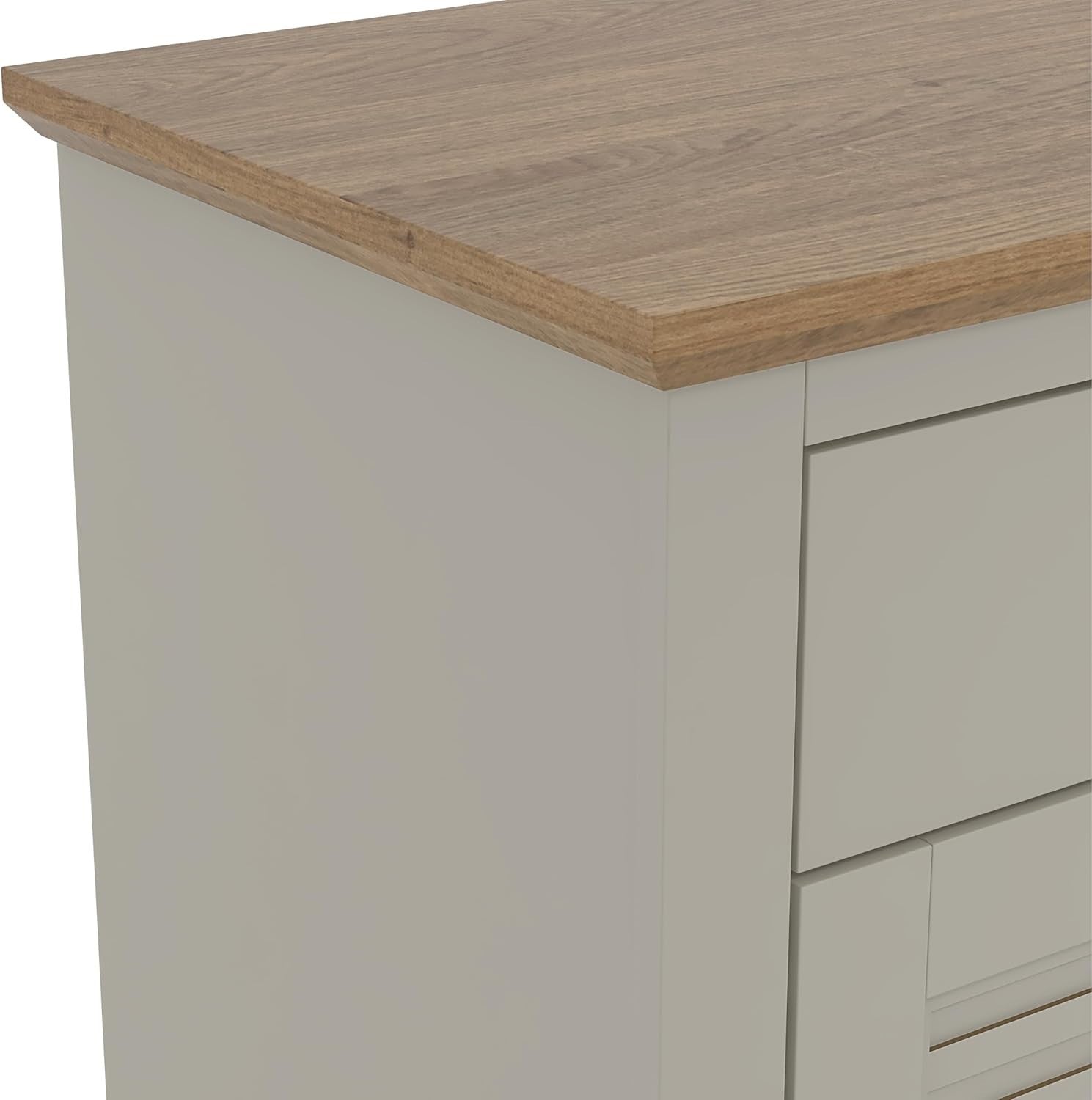 Modern Light Grey Oak Sideboard with Drawer & Adjustable Shelves Storage