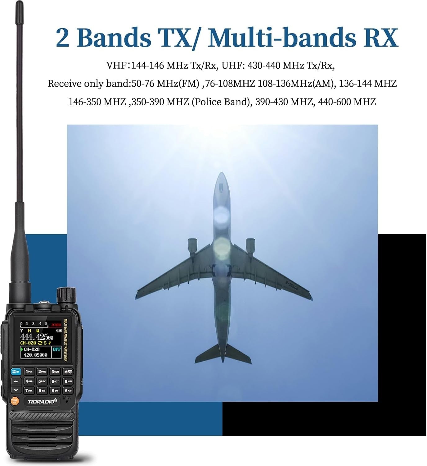 Ham Radio 2 Pack 199CH Bluetooth Programming Airband 2500mAh