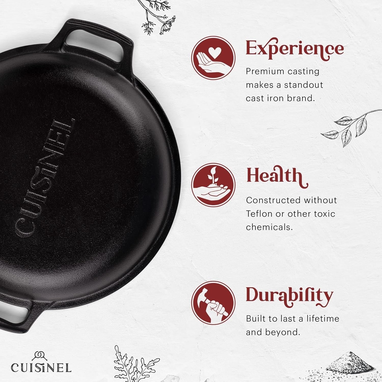 Cast Iron Dutch Oven 7Qt Deep Pot 2 in 1 Combo Cooker Skillet