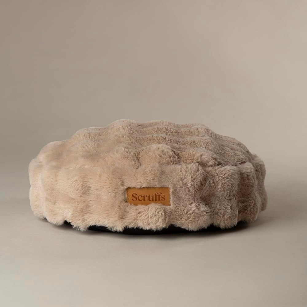 Luxury Round Cat Dog Bed 50cm Faux Fur Cushion Non Slip Washable