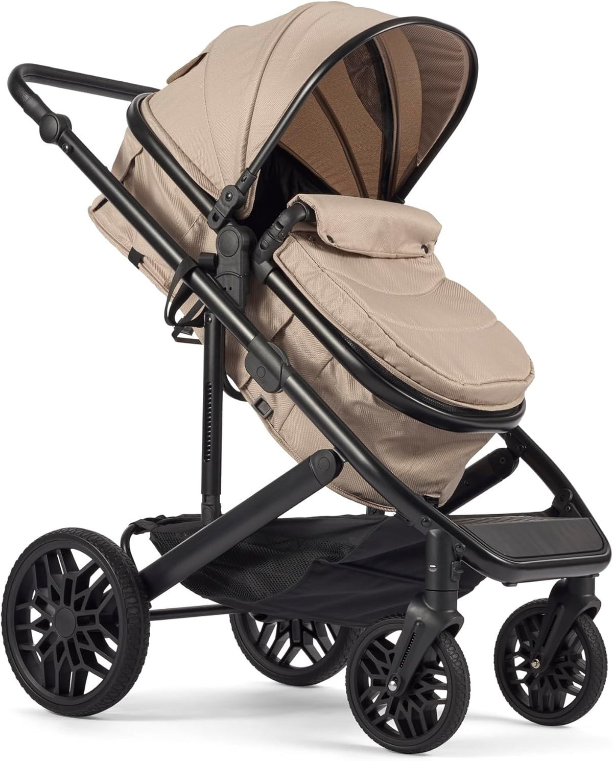 Baby Pushchair Travel System Foldable Stroller Carrycot One Hand Fold Beige