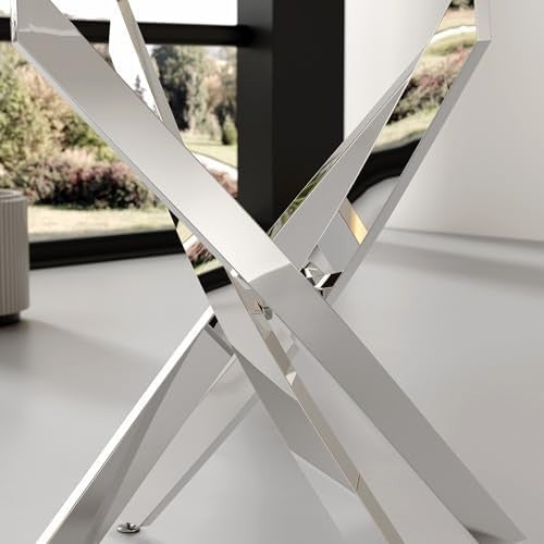 100cm Round Glass Dining Table Chrome Legs Compact Modern Kitchen Table