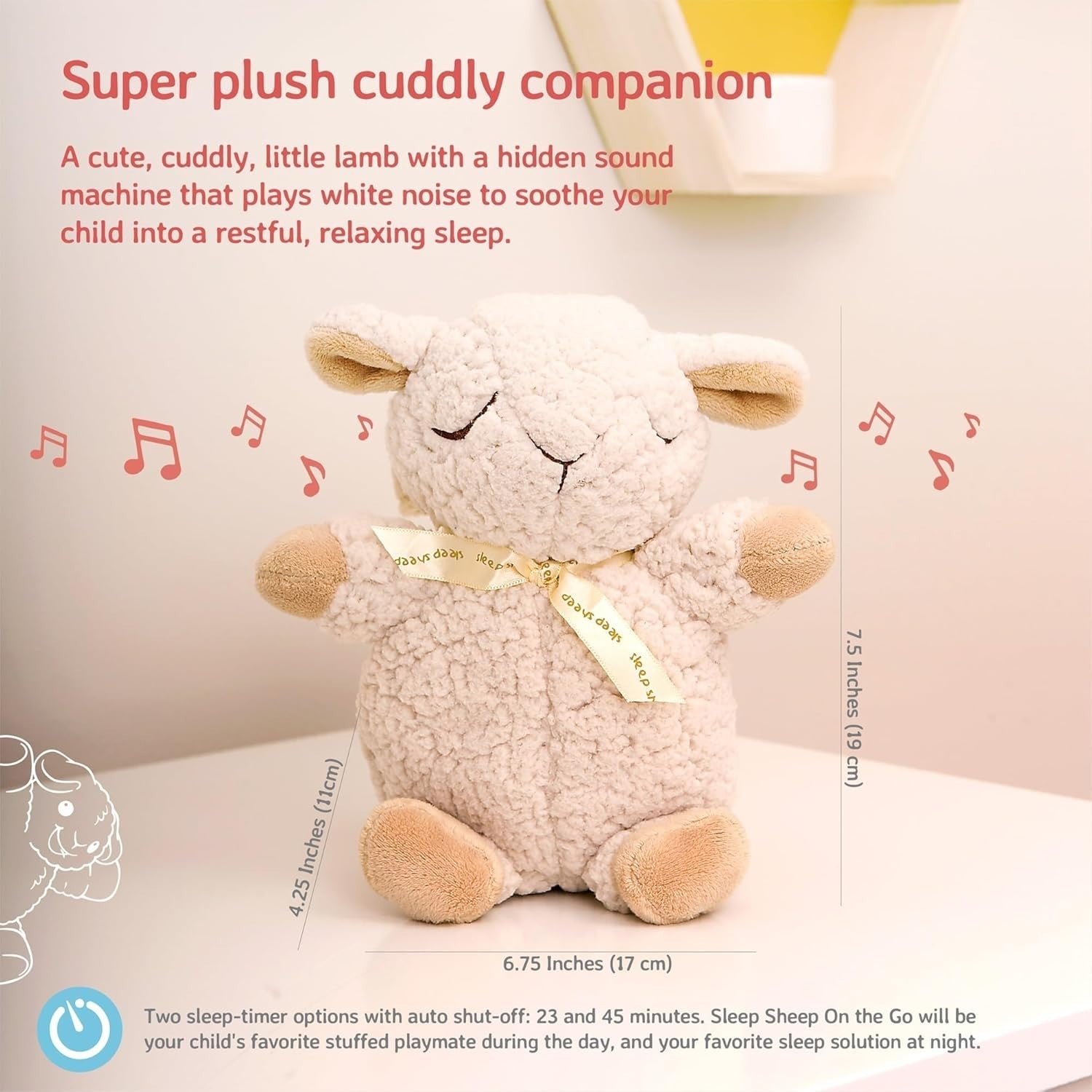 Sleep Sheep On the Go Baby White Noise Travel Toy Soothing Lullabies