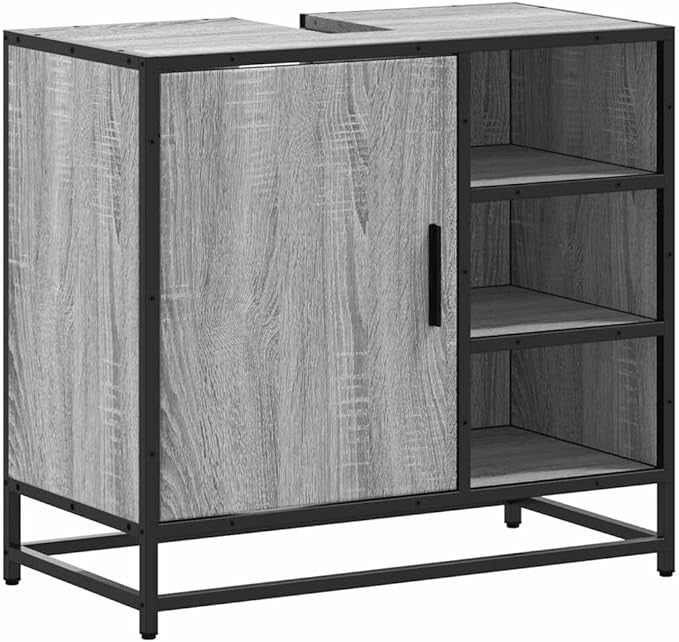 Grey Sonoma Bathroom Sink Cabinet 65x33x60cm Under Basin Storage Cupboard