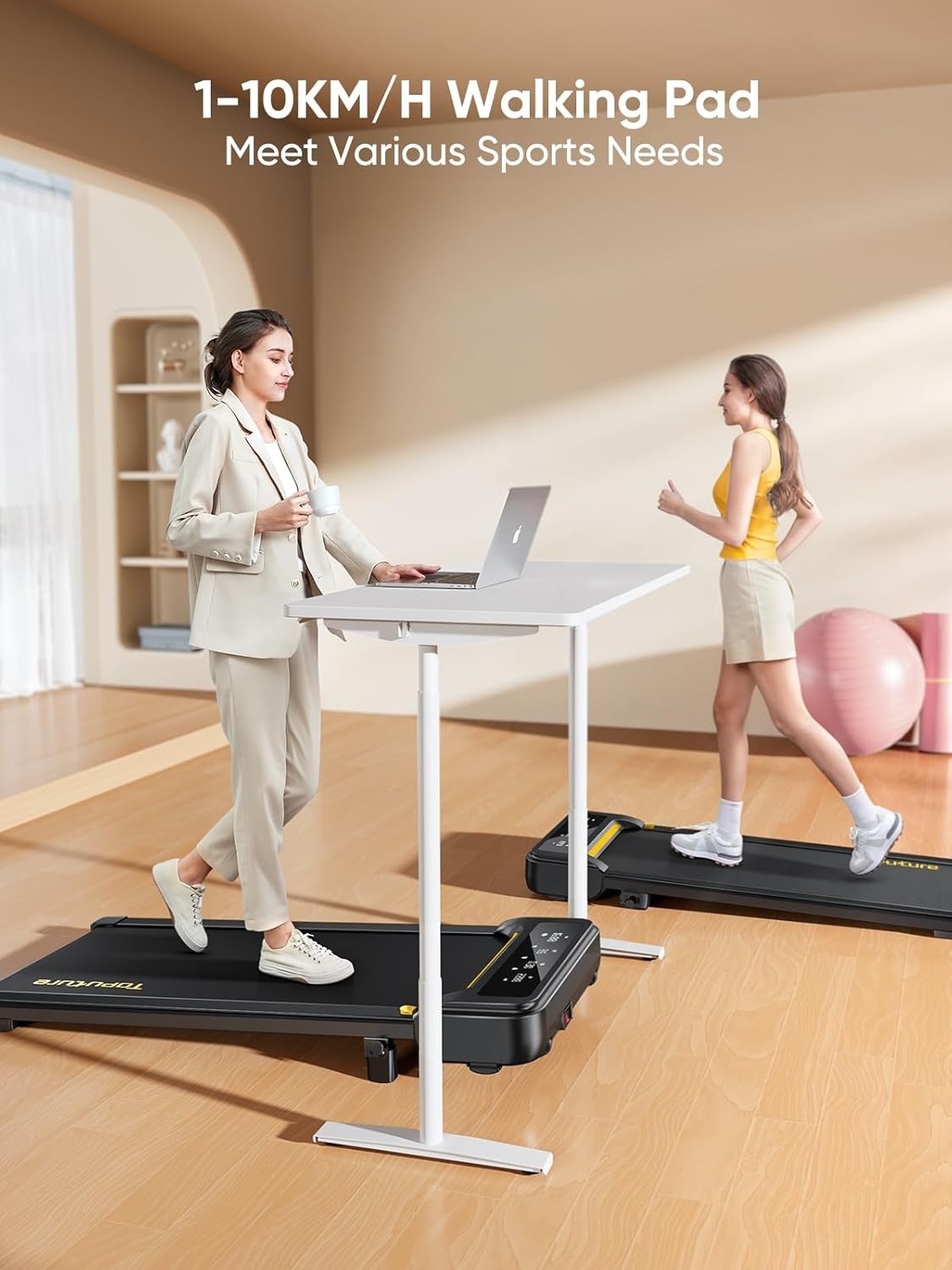 Under Desk Treadmill 2.5HP Home Walking Running Pad 9% Incline LED Display