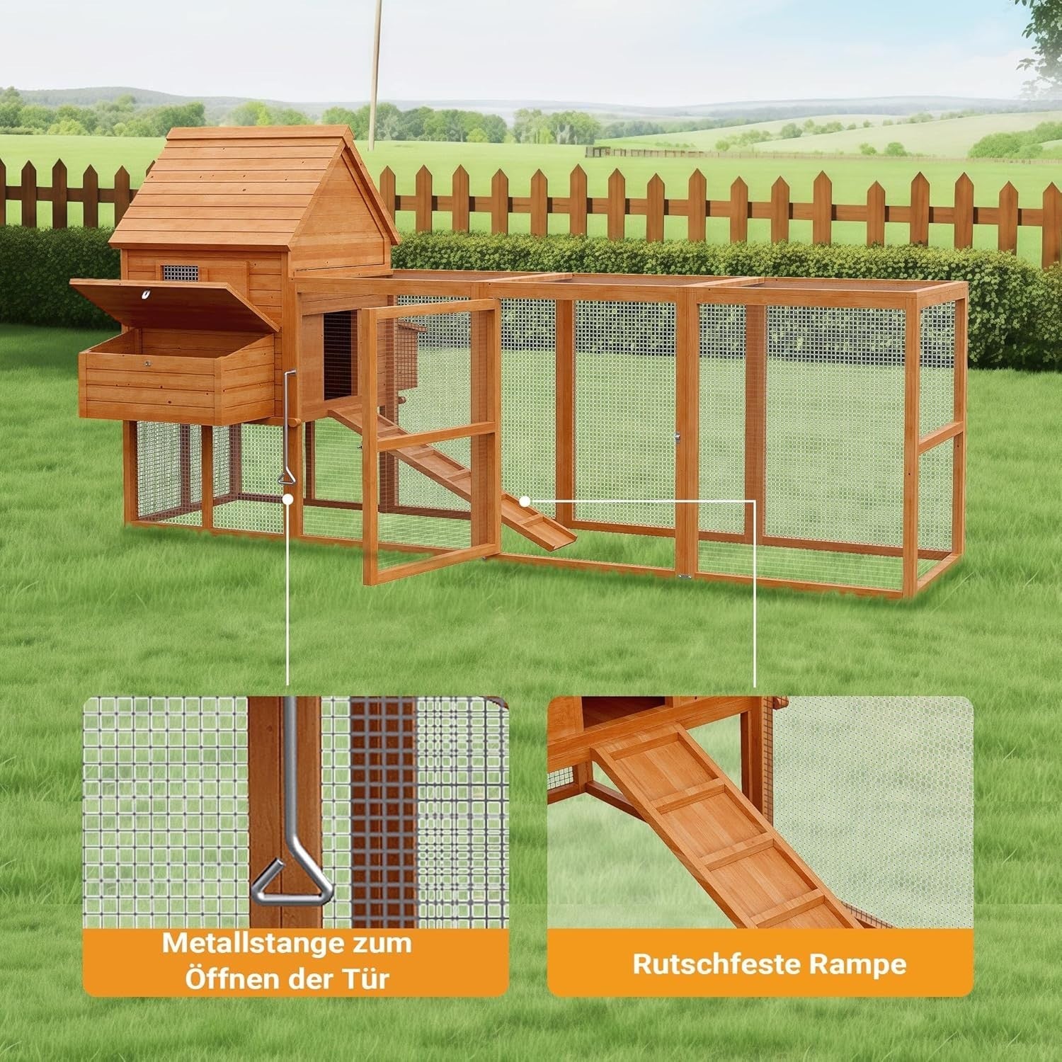 Large Chicken Coop with Run 310x150x150cm Wooden Hen House