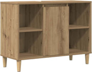 Artisan Oak Bathroom Cabinet with Door & Shelves | Modern Under Sink Vanity Unit