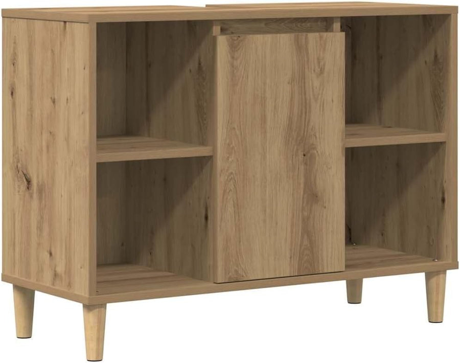 Artisan Oak Bathroom Cabinet with Door & Shelves | Modern Under Sink Vanity Unit