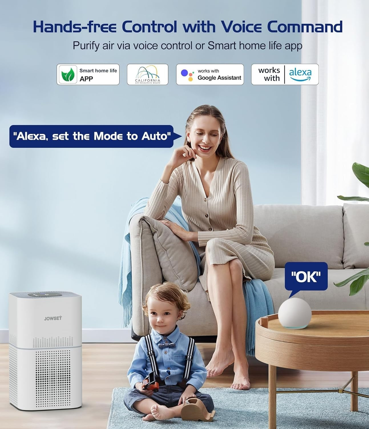 Smart WiFi HEPA Air Purifier 100m² CADR 300 Auto Alexa Pets Smoke