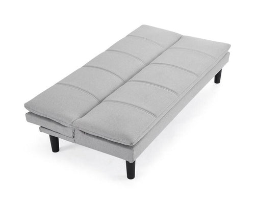 Light Grey 3 Seater Sofa Bed Clic Clac Fabric Couch Guest Sleeper