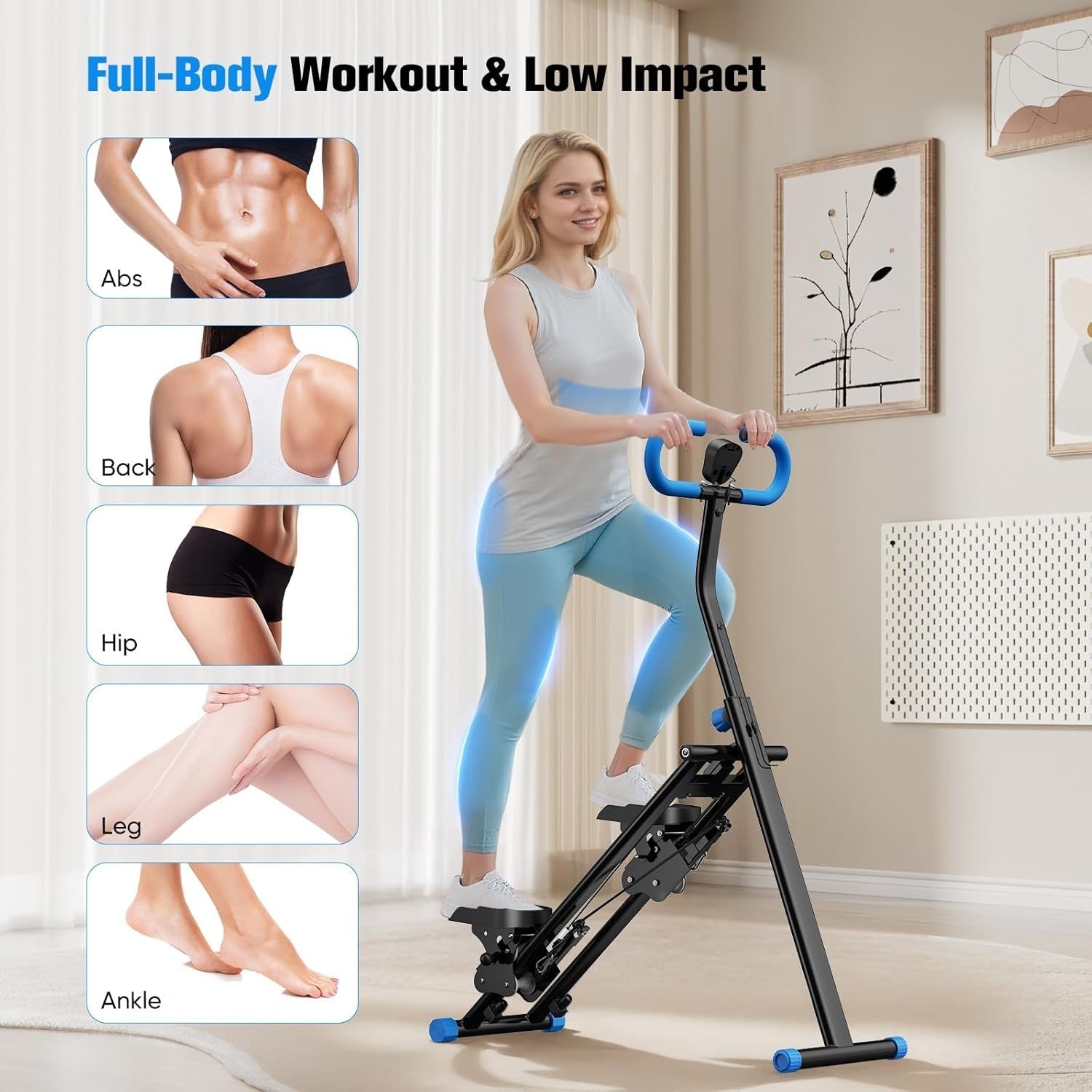 Foldable Stair Stepper Machine w/ LCD Monitor, Adjustable Pedals 150kg Capacity